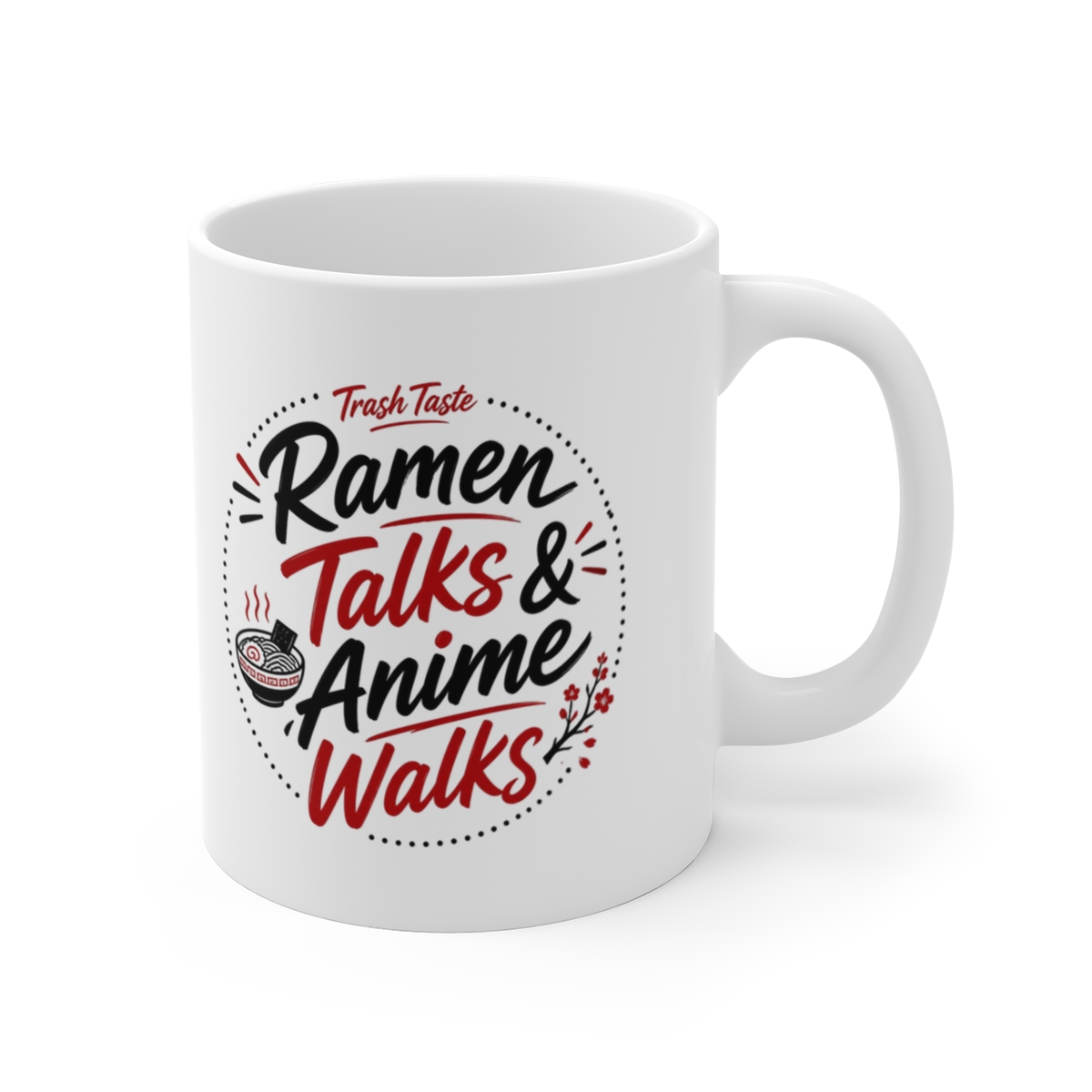 Trash Taste "Ramen Talks & Anime Walks" White Mug - Official mugs merchandise